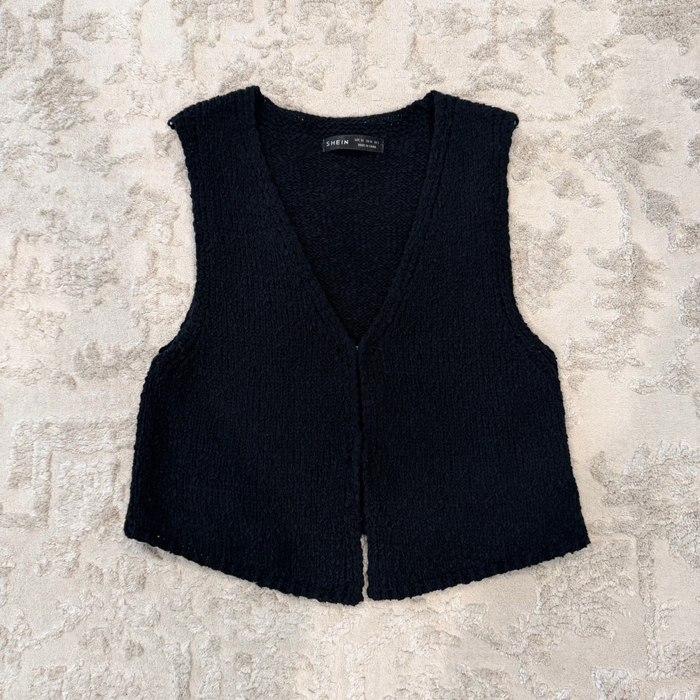Knit sweater boho vest blouse top size XS